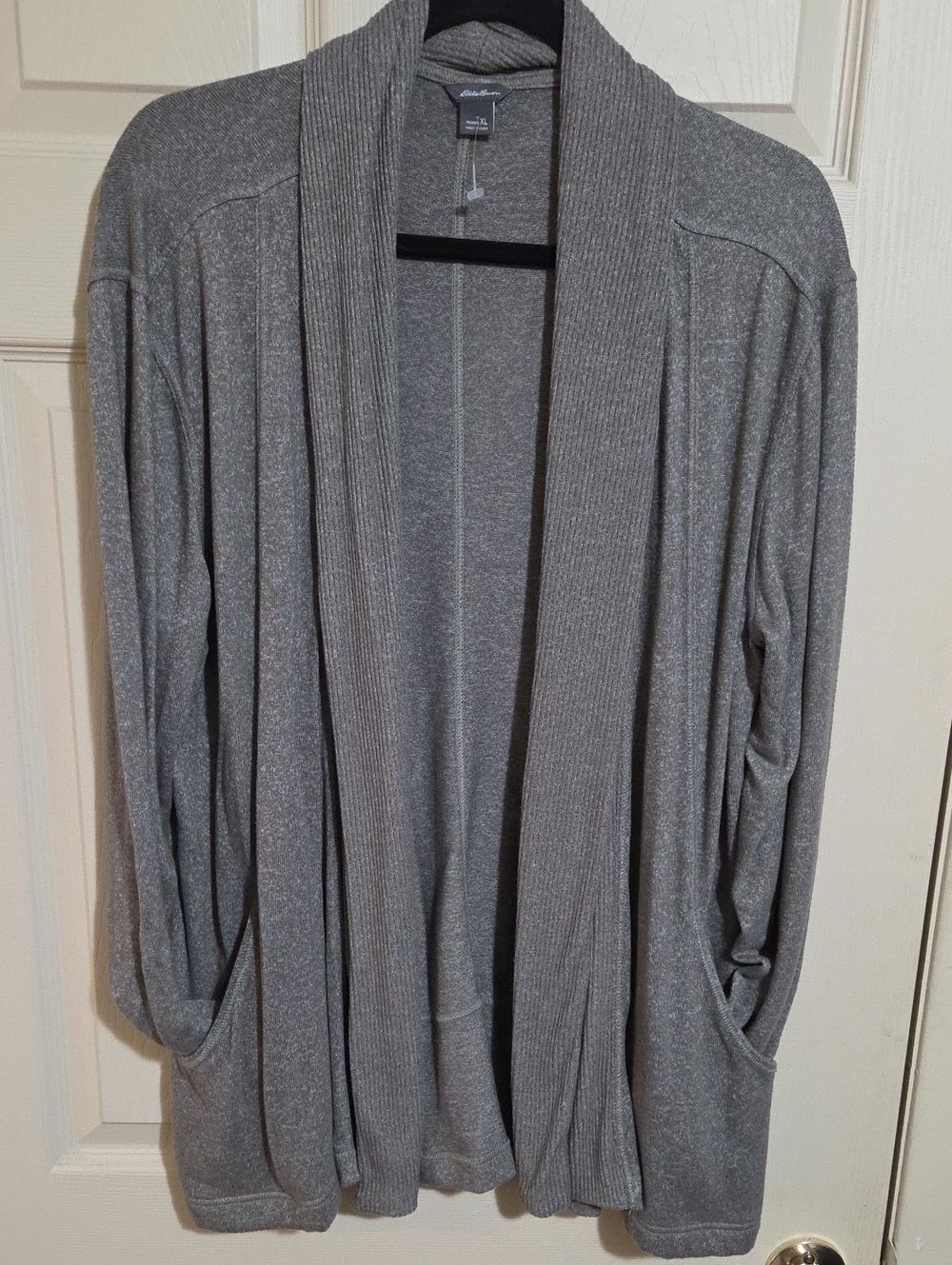 Eddie Bauer Women's Open-Front Cardigan in Heather Olive Green
